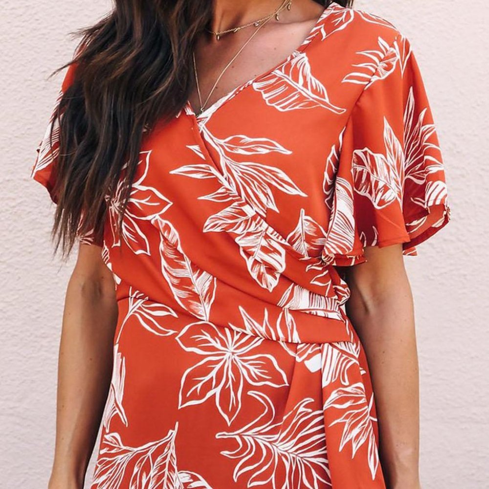 Orange Floral printed Spring Top